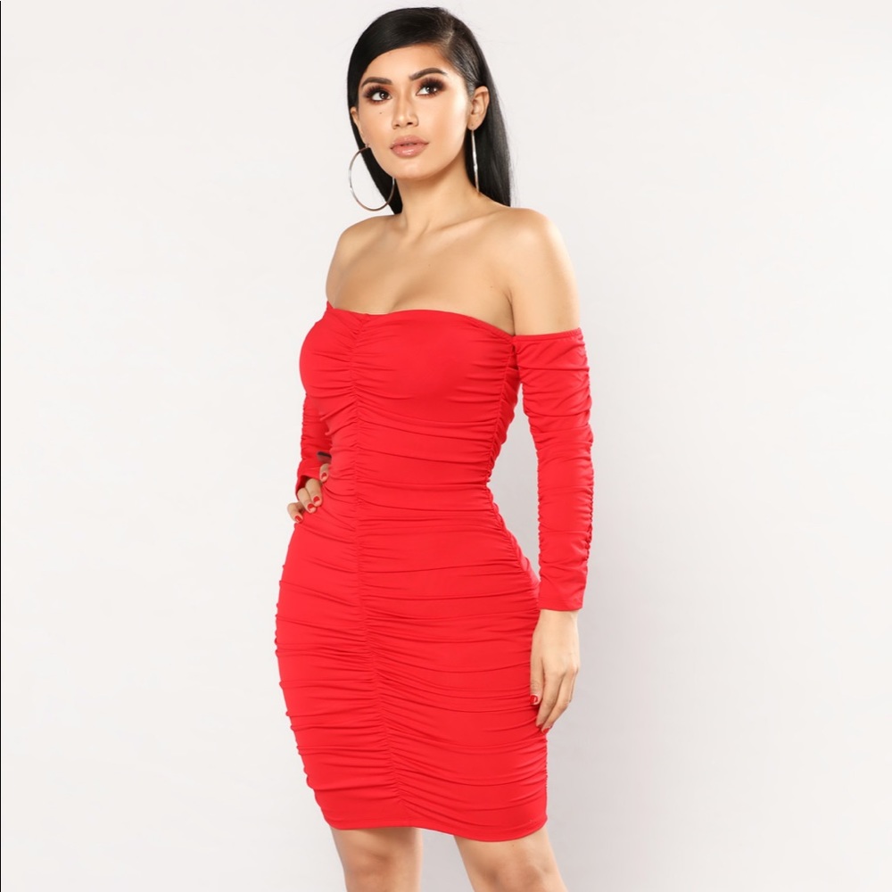 NEW Fashion Nova Ravishing Red Macau Ruched Dress